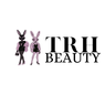 TRH Beauty logo with stylized rabbit figures on a white background